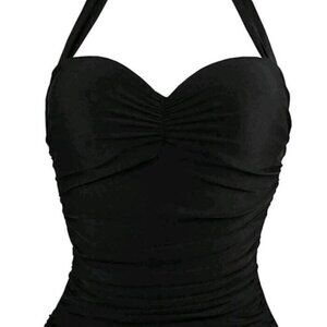 COCOSHIP Womens Swimsuit Black Size 5XL Halter One‎ Piece